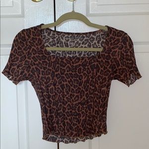 American Eagle Square-Neck Cheetah Crop Top